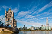 United Kingdom, London, the Thames, the Tower Bridge and the Shard Tower by Renzo Piano