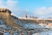 Dahmeshöved lighthouse in a wintry ambience, Baltic Sea, Ostholstein, Schleswig-Holstein, Germany