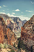 Zion Canyon seen from Angels Landing, Utah, USA, North America, America