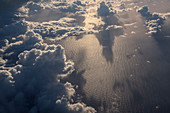 Clouds and sea in backlight, aerial view, China, Asia