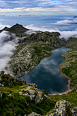 Felsen im Naturpark Texelgruppe, das Gebiet der Spronser Seen, Langensee, Südtirol, Italien
