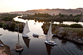 Felucca sailboats on River Nile, Aswan, Egypt