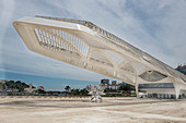 Museum of Tomorrow (Portuguese: Museu do Amanhã) is a science museum in the city of Rio de Janeiro, Brazil. It was designed by Spanish neofuturistic architect Santiago Calatrava, and built next to the waterfront at Pier Maua. Its construction had a cost approximately 230 million reais. The building was opened on December 17, 2015, with President Dilma Rousseff in attendance. The main exhibition takes visitors through five main areas: Cosmos, Earth, Anthropocene, Tomorrow and Us via a number of experiments and experiences. This intricate yet captivating museum mixes science with an innovative d