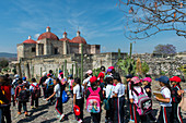 School children are visiting the Mesoamerican archaeological site (UNESCO World Heritage Site) in Mitla, a small town in the Valley of Oaxaca, southern Mexico.