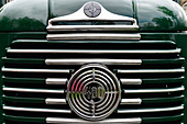 Front view of the radiator grille of an old Steyr truck, Linz, Austria