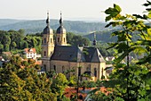Blick auf Basilika, Gößweinstein, Kirche, Dorf, Landschaft, Fränkische Schweiz, Ober-Franken, Bayern, Deutschland