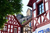Pottenstein, Fränkische Schweiz, Burg, Fachwerkhäuser, Häuser, Dorf, Ansicht,  Ober-Franken, Bayern, Deutschland