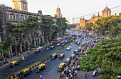 View over Chhatrapati Shivaji Terminus train station previously named Victoria Terminus in Mumbai India