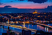 Istanbul by night from Galata Tower, Turkey, Turkish