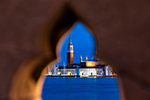 View of San Giorgio Maggiore from Paglia Bridge. Venice, Veneto, Italy, Europe