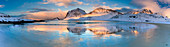 Panoramic of Haukland beach, Vestvagoy, Nordland, Lofoten Islands, Norway