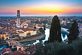 Verona city during sunset. Verona, Veneto, Italy