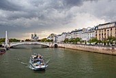 France, Paris, area listed as World Heritage by UNESCO, the banks of the Seine and Notre Dame de Paris cathedral