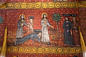 France, Cotes d'Armor, Plougrescant, chapel of St Gonery, painted vault, the Creation of Eve starting from a coast of Adam and the episode of the prohibition of the forbidden fruit