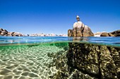 Frankreich, Südkorsika, Bonifacio, Naturschutzgebiet der Inseln Lavezzi, Meeresboden des Strandes von Cala di l 'Achiarinu