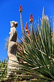 Frankreich, Alpes Maritimes, Eze, Jardin Exotique, aufgeführt als Herausragender Garten, Jean-Philippe Richard Skulptur