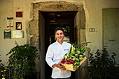 France, Ardeche, Neyrac-les-Bains, Claude Brioude, chef-cooker of the hotel du Levant