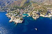 France, Bouches du Rhone, La Cote Bleue, Le Rove, Calanque de Niolon (aerial view)