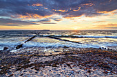 Sunset, beach, Kreuzbuhne, Baltic Sea, Dranske, Bug, Mecklenburg-Western Pomerania, Germany, Europe