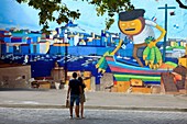 France, Bouches du Rhone, Marseille, Euromediterranee zone, Panier district, Street Art tour, guided tour of the murals by the graffiti artist Arnaud dit ASHA