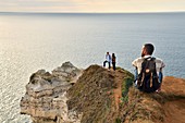 France, Seine Maritime, Pays de Caux, Cote d'Albatre (Alabaster Coast), Etretat, the Aval cliff, the Manneporte