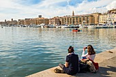 France, Bouches du Rhone, Marseille, the Old Port, the buildings of the architect Pouillon