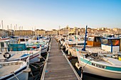 France, Bouches du Rhone, Marseille, the Old Port and Notre Dame de la Garde