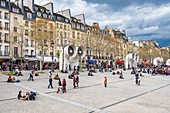 France, Paris, Les Halles district, Georges Pompidou square, air vents of the Centre Georges Pompidou or Centre Beaubourg