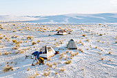 Hikers at camp site,White Sands National Monument,New Mexico,US