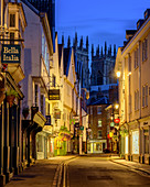 York at blue hour with York Minster in the background, York, Yorkshire, England, United Kingdom, Europe
