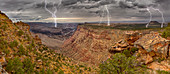 Grand Canyon from the Desert View Trail a mile east of the historic Watch Tower with a lightning storm rolling into the area, Grand Canyon National Park, UNESCO World Heritage Site, Arizona, United States of America, North America