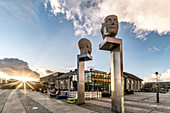 Installation head movement in Forum Adlershof, Humboldt University campus, Forumplatz, Adlershof, Treptow-Koepenick, Berlin, Germany