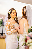 Bride exchanging vows, Corona, California, United States of America, North America