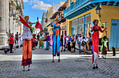Stelztänzer, Altstadt, UNESCO-Weltkulturerbe, Havanna, Kuba, Westindische Inseln, Karibik, Mittelamerika