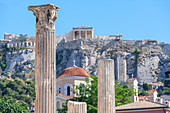 Acropolis including Library of Hadrian columns, Athens, Greece, Europe