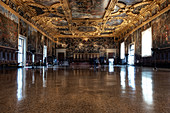 Blick in die Kammer des Großen Rates, Sala del Maggior Consiglio, Dogenpalast, Palazzo Ducale, san Marco, Venedig, Venetien, Italien, Europa