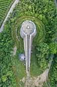 Luftbild vom Kartoffelturm bei Randersacker, Terroir f, Würzburg, Unterfranken, Franken, Bayern, Deutschland, Europa