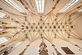 Kreuzgewölbe des Kirchenschiffs, Kloster Blaubeuren, Alb-Donau Kreis, Baden-Württemberg, Deutschland