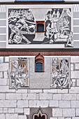 Wandbilder an Schimmelturm in Lauingen, Landkreis Dillingen, Bayern, Donau, Deutschland