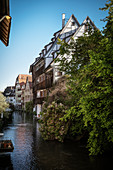 the blue flows through the fishermen's quarter, Ulm, Danube, Swabian Alb, Baden-Württemberg, Germany