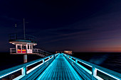 Light illumination of the pier in Kellenhusen at the blue hour, Baltic Sea, Ostholstein, Schleswig-Holstein, Germany