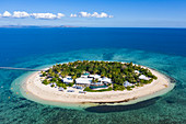 Aerial view of Malamala Island Beach Club, Mala Mala Island, Mamanuca Group, Fiji Islands, South Pacific