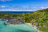 Luftaufnahme vom Blue Lagoon Beach, Sawa-i-Lau Island, Yasawa Group, Fidschi-Inseln, Südpazifik