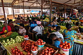 Fruit and vegetables for sale in the Kimironko market, Kigali, Kigali Province, Rwanda, Africa