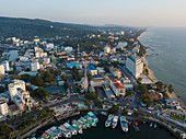 Aerial view of the port and downtown, Duong Dong, Phu Quoc Island, Kien Giang, Vietnam, Asia