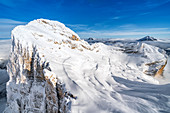 Monte Pelmo nach einem Schneefall, Luftbild, Dolomiten, Provinz Belluno, Venetien, Italien, Europa