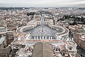 St. Peter's Square from St. Peter's Basilica, UNESCO World Heritage Site, The Vatican, Rome, Lazio, Italy, Europe