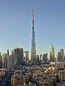 Blick von South Ridge nach Downtown Dubai, Burj Khalifa, Dubai, Vereinigte Arabische Emirate