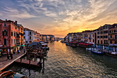 Grand Canal at sunset from the Rialto Bridge in Venice, Veneto, Italy