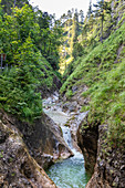 Waterfall in the Almbachklamm in the Berchtesgaden Alps, Bavaria, Germany